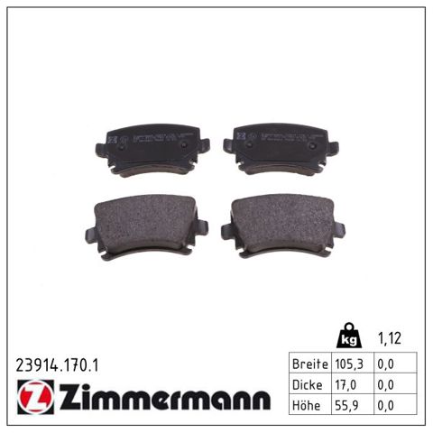 Задні дискові колодки 239141701 ZIMMERMANN