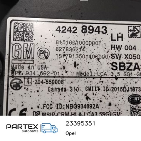Датчик контролю мертвої зони, задній 23395351 OPEL
