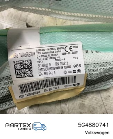 Подушка безпеки, шторка бічна, ліва, AIRBAG 5G4880741 VAG