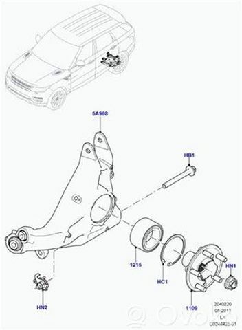 Цапфа - поворотний кулак задній, правий LR043593 LAND ROVER