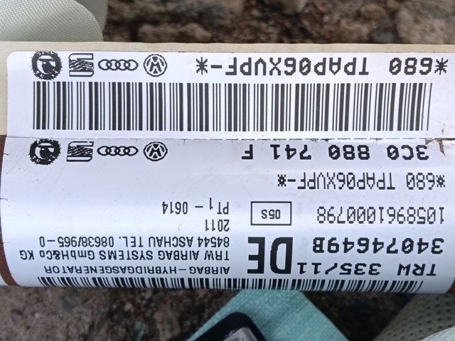 Подушка безпеки, збоку ейрбегів 3C0880741F VAG