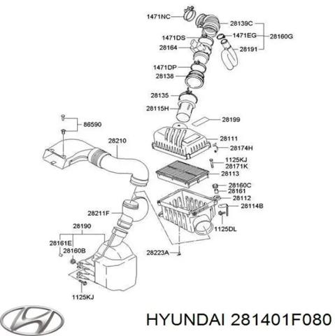 Патрубок повітряний, вихід повітряного фільтра 281401F080 HYUNDAI