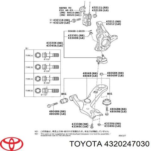 Кулак поворотний передній лівий 4320247030 TOYOTA