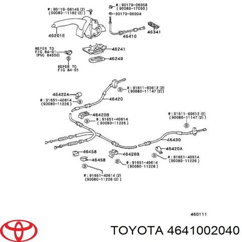 Трос стоянкового гальма передній 4641002040 TOYOTA