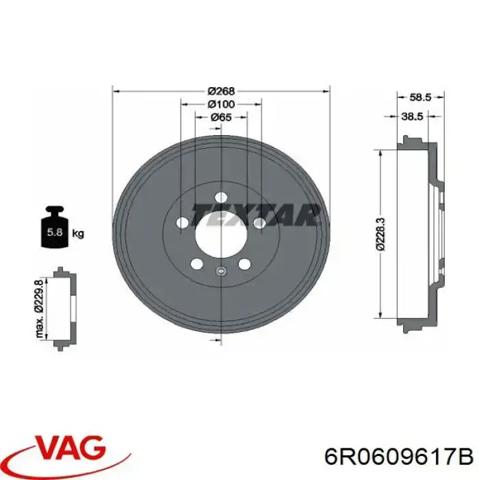 Барабан гальмівний задній 6R0609617B VAG