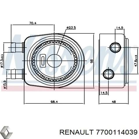 Радіатор масляний (холодильник), під фільтром 7700114039 RENAULT
