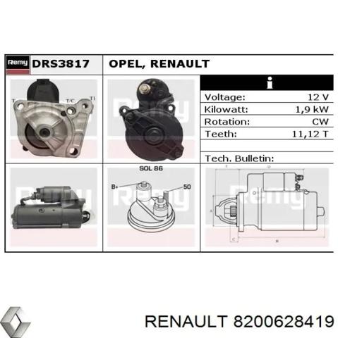 Стартер автомобільний 8200628419 RENAULT