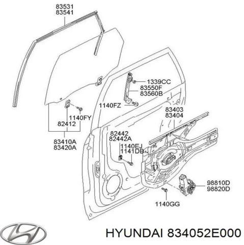 Механізм склопідйомника двері задньої, лівої 834052E000 HYUNDAI