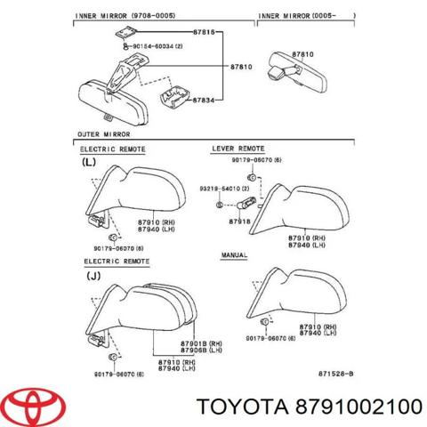Праве бічне дзеркало 8791002100 TOYOTA