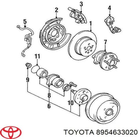 Датчик АБС (ABS) задній, лівий 8954633020 TOYOTA