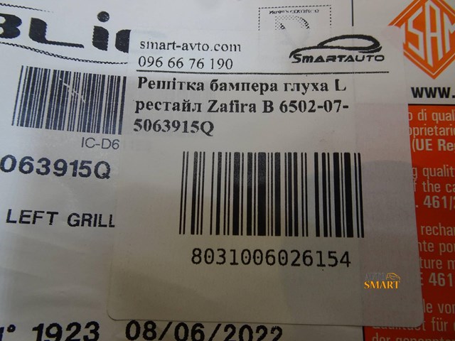 Решітка переднього бампера, ліва 6502075063915Q 4MAX