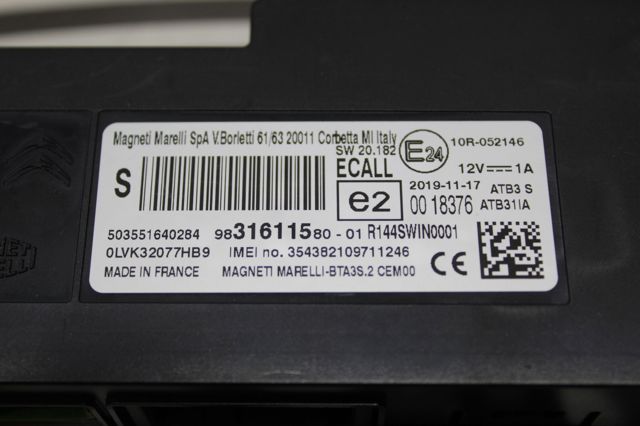Блок керування Bluetooth 9831611580 PEUGEOT