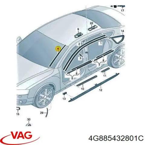 Захисна накладка вітрового скла права 4G885432801C VAG
