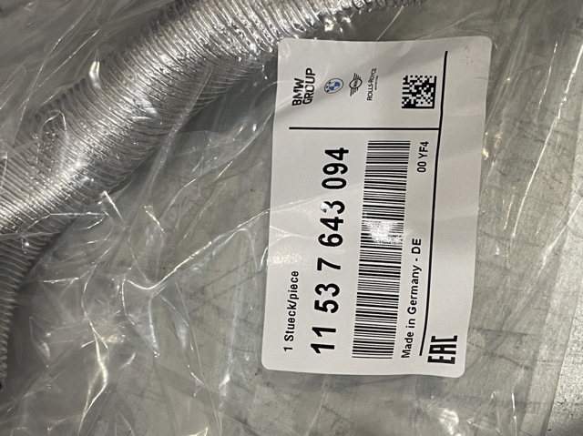 Шланг/патрубок рідинного охолодження турбіни, подача 11537643094 BMW