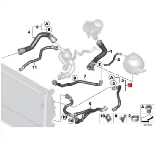 Шланг/патрубок системи охолодження 17127600554 BMW