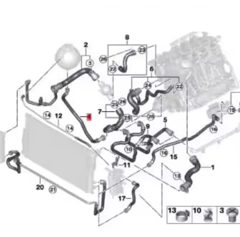 Шланг/патрубок системи охолодження 17127619687 BMW
