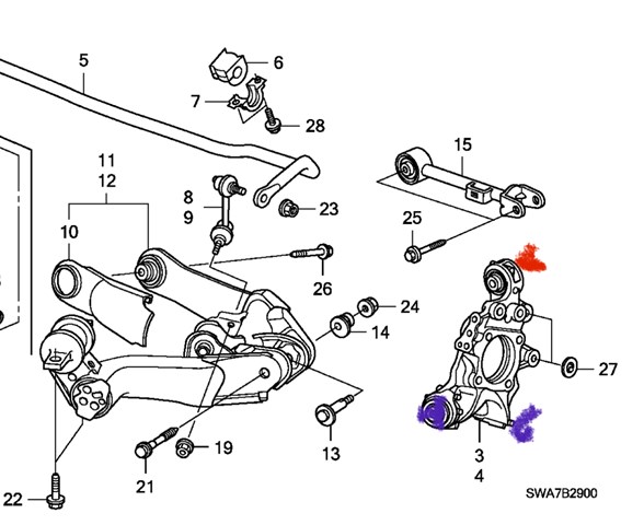 Цапфа поворотна ліва 52215SWAA00 HONDA