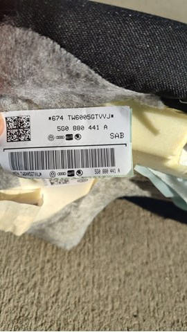 Подушка безпеки AIRBAG спинки сидіння, лівого 5G0880441A VAG