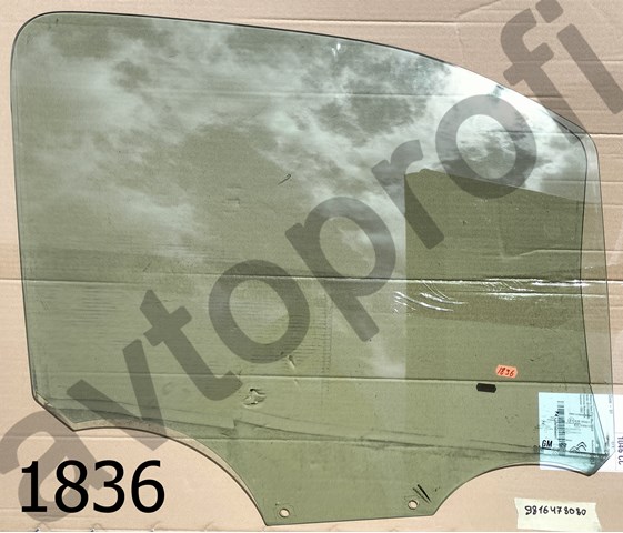 Скло передньої правої двері 9816478080 PEUGEOT