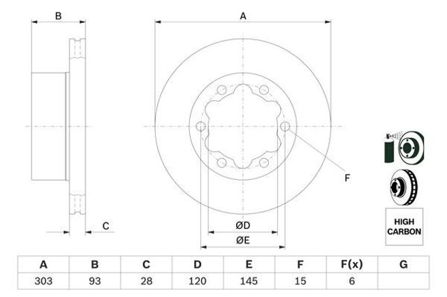 Диск заднього гальма 0986479296 BOSCH