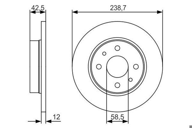 Диск гальмівний передній 0986479R61 BOSCH