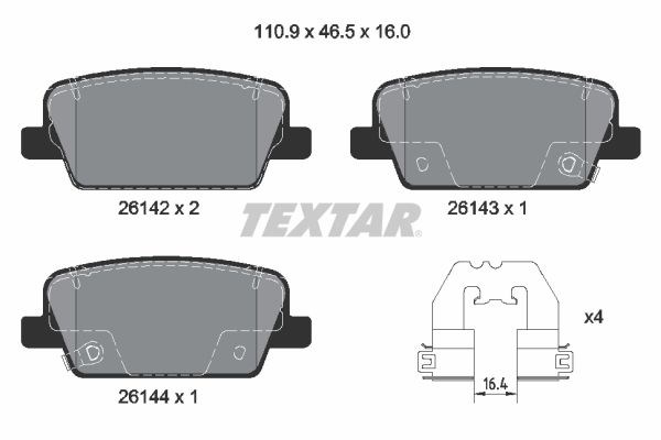 Задні колодки 2614201 TEXTAR