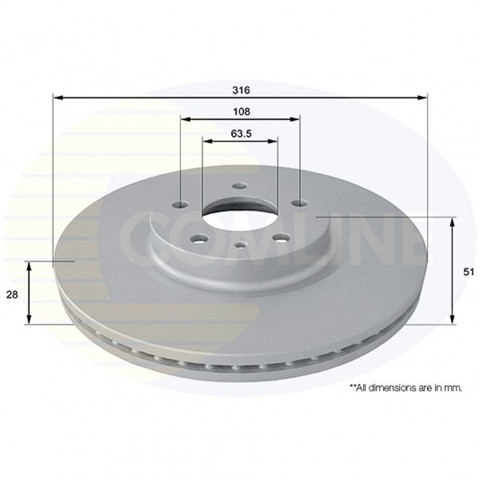 Гальмо дискове переднє ADC1273V COMLINE