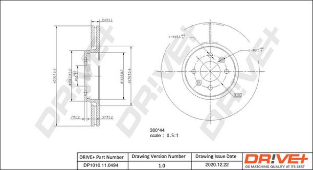 Диск гальмівний передній DP1010110494 DR!VE+