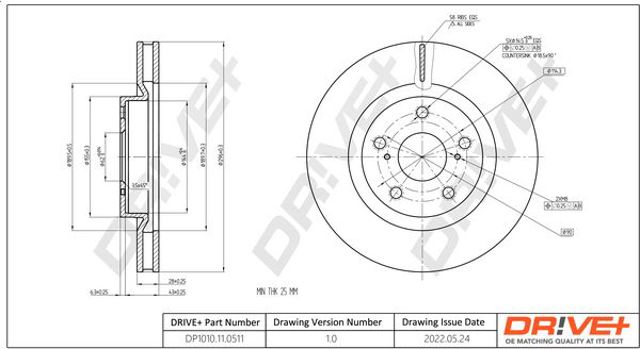 Гальмо дискове переднє DP1010110511 DR!VE+