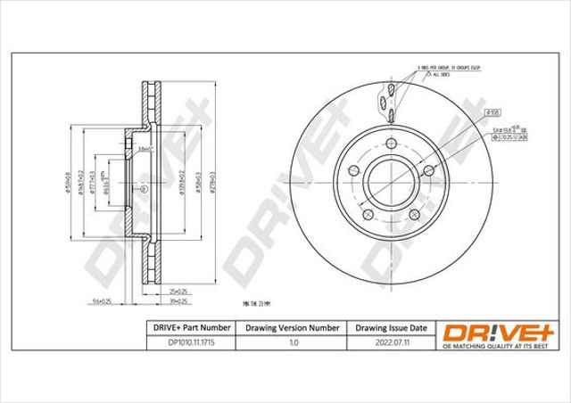Диск переднього гальма DP1010111715 DR!VE+