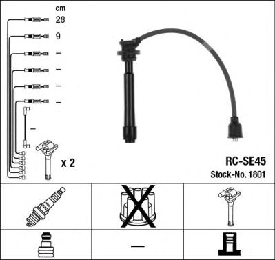 1801  (rc-se45)  ngk - комплект проводів запалювання RC-SE45