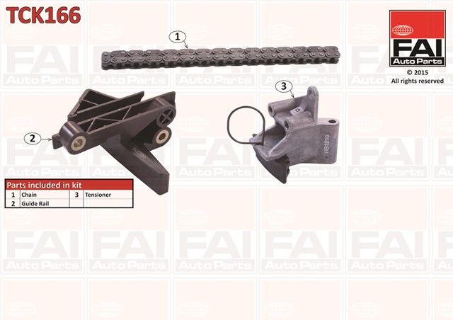 Ланцюг ГРМ, комплект, верхній TCK166 FAI