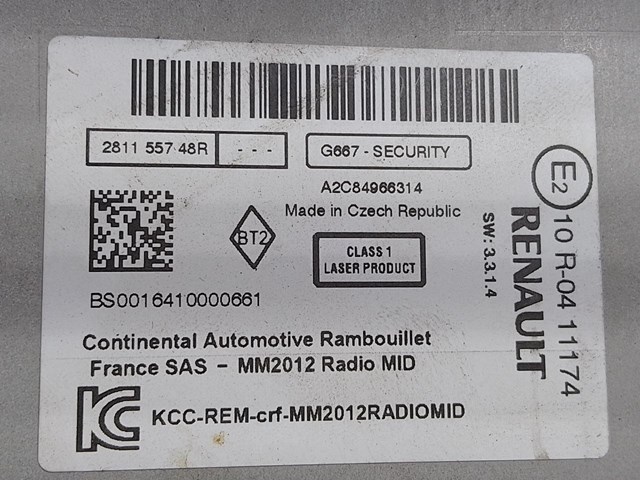 Магнітола 281155748R RENAULT