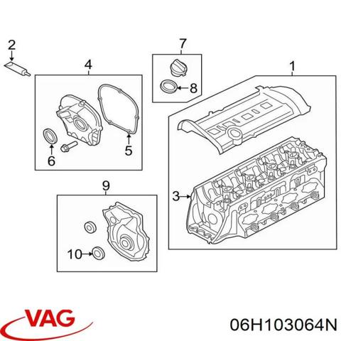 Головка блоку в зборі c распредвалами 06H103064N VAG