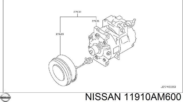 Кронштейн компресора кондиціонера 11910AM600 NISSAN