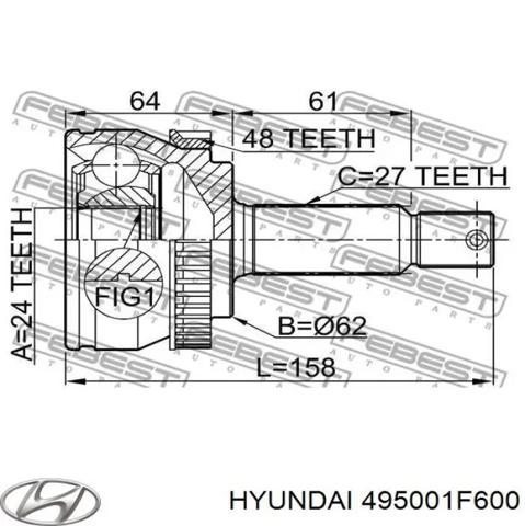 Привід правий 495001F600 HYUNDAI