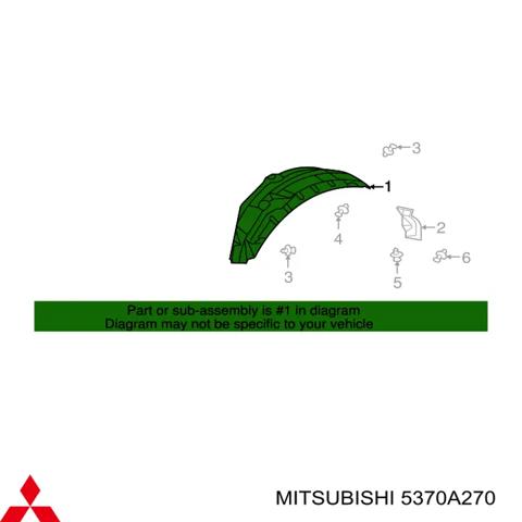 Підкрилок заднього крила, правий 5370A270 MITSUBISHI