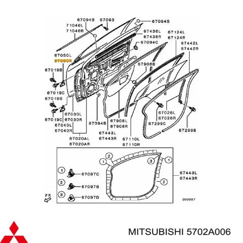 Петля передніх дверей, лівою 5702A006 MITSUBISHI