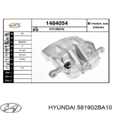 Супорт гальмівний, передній, правий 581902BA10 HYUNDAI