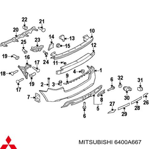 Абсорбер бампера переднього 6400A667 MITSUBISHI