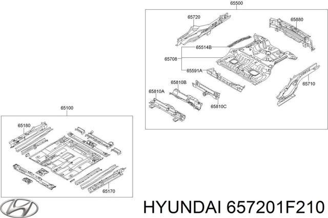 Лонжерон рами задній, правий 657201F210 HYUNDAI