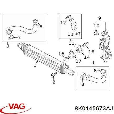 Шланг/патрубок интеркуллера 8K0145673AJ VAG