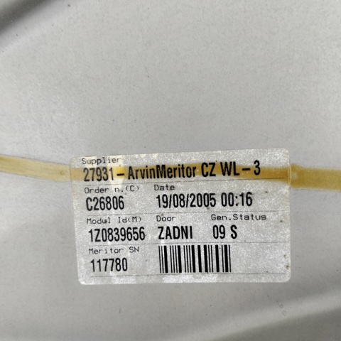Механізм склопідйомника двері задньої, правої 1Z0839656 VAG
