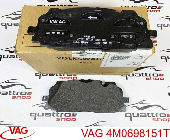 Передні гальмівні колодки 4M0698151T VAG