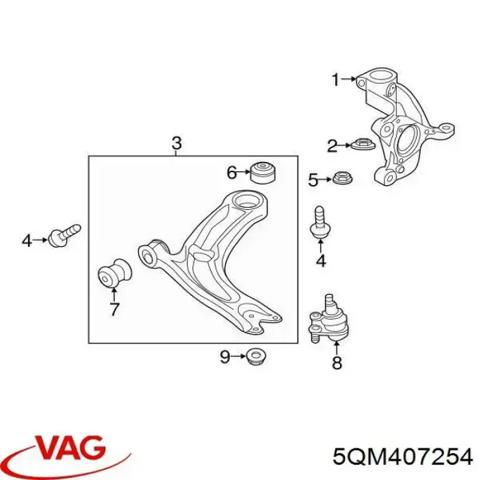 Цапфа поворотного кулака 5QM407254 VAG