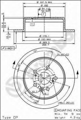 Диск гальмівний задній 08562510 BREMBO