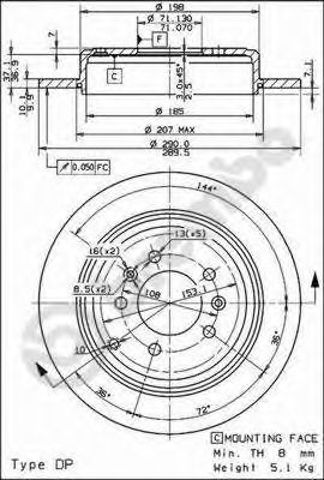 Диск гальмівний задній 08771621 BREMBO