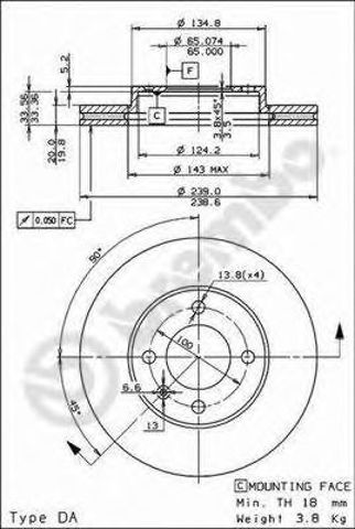 Гальмо дискове переднє 09476514 BREMBO