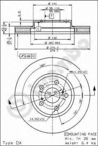 Диск переднього гальма 09670810 BREMBO