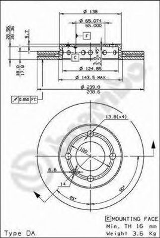 Гальмо дискове переднє 09679911 BREMBO